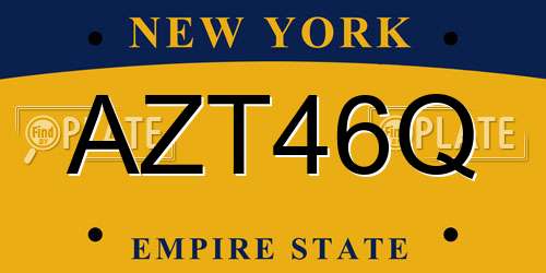 AZT46Q New York License Plate