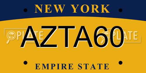 AZTA60 New York License Plate