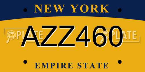 AZZ460 New York License Plate