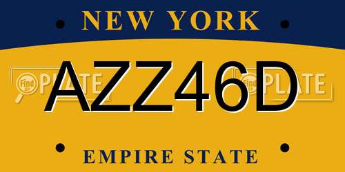 AZZ46D New York License Plate