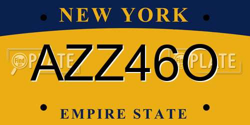 AZZ46O New York License Plate
