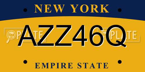 AZZ46Q New York License Plate