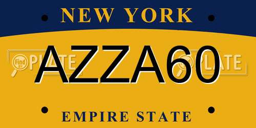 AZZA60 New York License Plate
