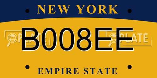 B008EE New York License Plate