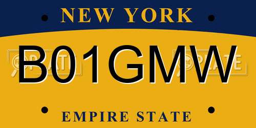 B01GMW New York License Plate