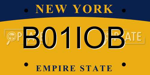 B01IOB New York License Plate