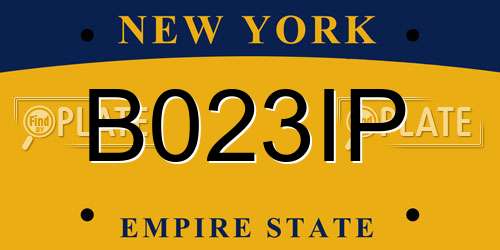 B023IP New York License Plate