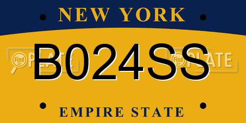 B024SS New York License Plate