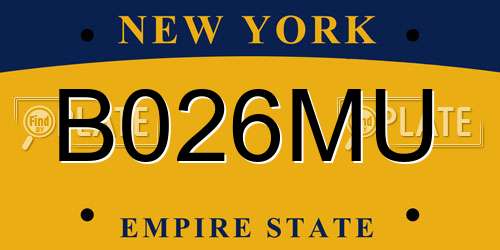 B026MU New York License Plate