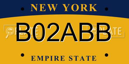 B02ABB New York License Plate