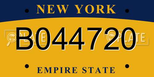 B044720 New York License Plate