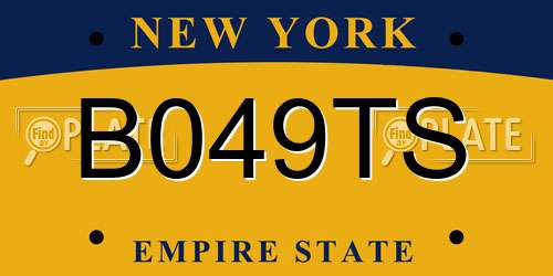 B049TS New York License Plate