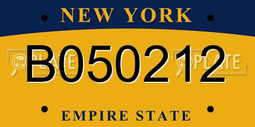 B050212 New York License Plate