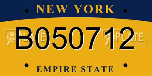 B050712 New York License Plate
