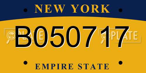 B050717 New York License Plate