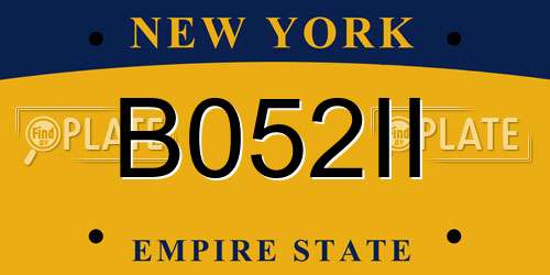 B052II New York License Plate