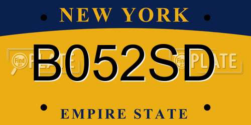B052SD New York License Plate