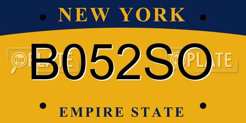 B052SO New York License Plate