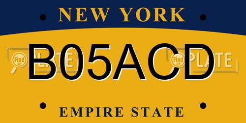 B05ACD New York License Plate