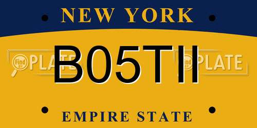 B05TII New York License Plate