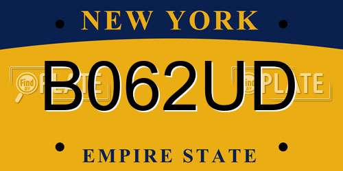 B062UD New York License Plate
