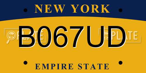 B067UD New York License Plate