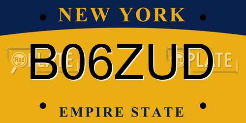 B06ZUD New York License Plate