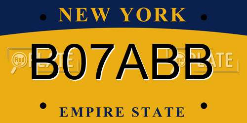 B07ABB New York License Plate