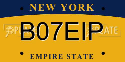 B07EIP New York License Plate
