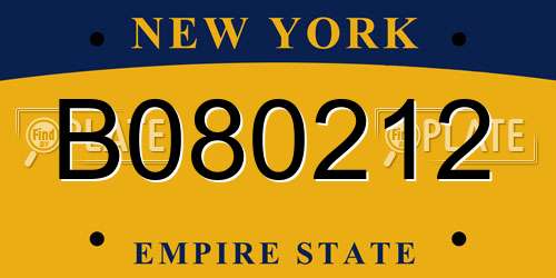 B080212 New York License Plate