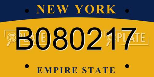B080217 New York License Plate