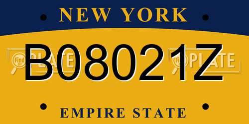 B08021Z New York License Plate