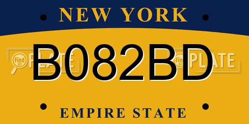 B082BD New York License Plate