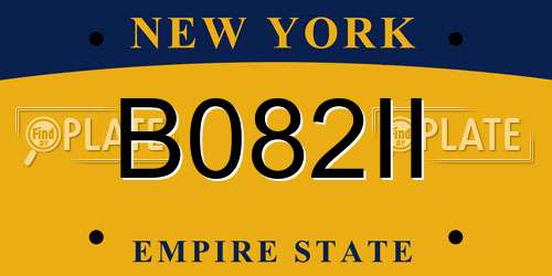 B082II New York License Plate