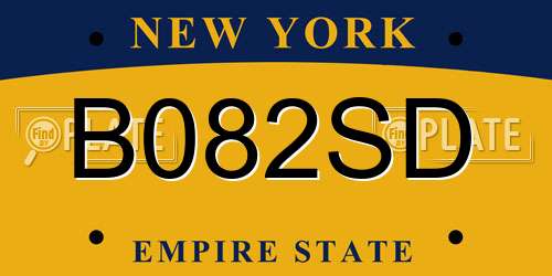 B082SD New York License Plate
