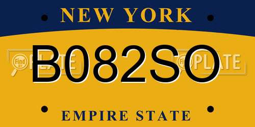 B082SO New York License Plate