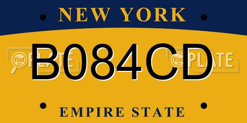 B084CD New York License Plate