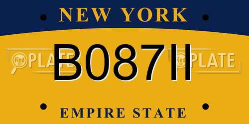 B087II New York License Plate