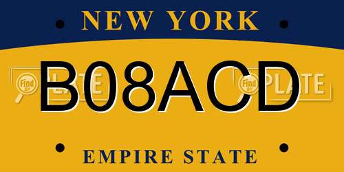 B08ACD New York License Plate