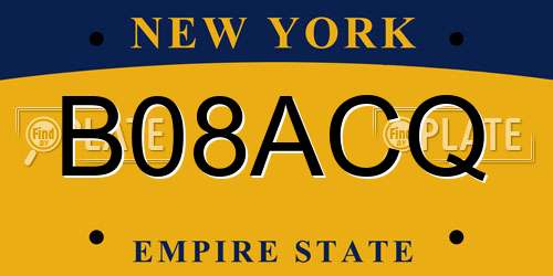 B08ACQ New York License Plate