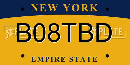 B08TBD New York License Plate