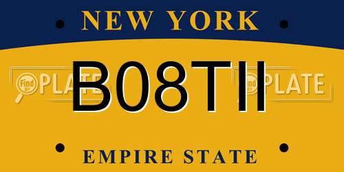 B08TII New York License Plate
