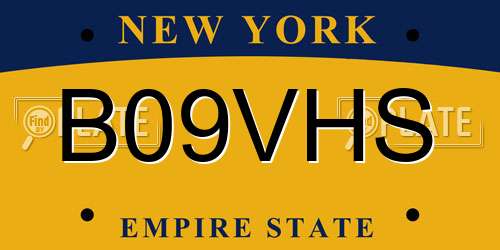 B09VHS New York License Plate