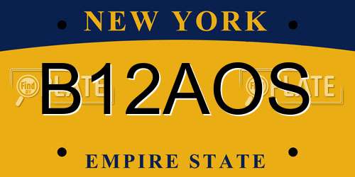 B12AOS New York License Plate