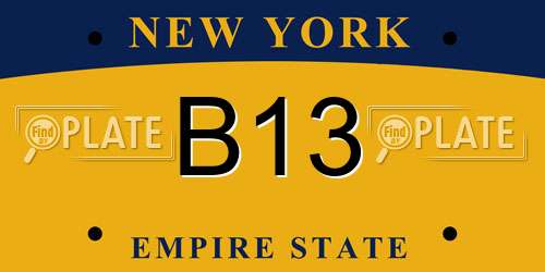 B13 New York License Plate