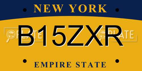 B15ZXR New York License Plate