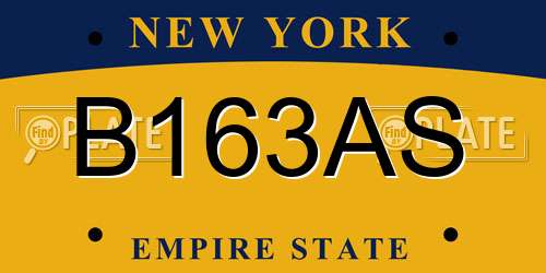 B163AS New York License Plate