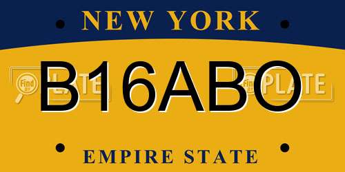 B16ABO New York License Plate