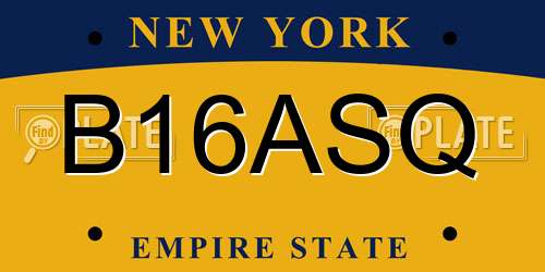 B16ASQ New York License Plate