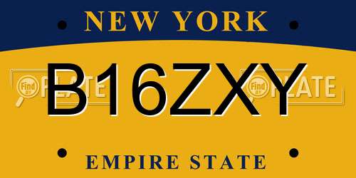 B16ZXY New York License Plate